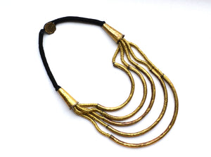 royal link necklace in gold tone brass jewelry handmade organic