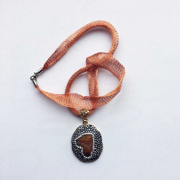 Copper Wired Mesh Pendant Necklace