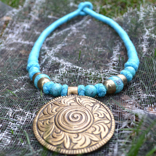 Tibetan Turquoise Threaded Necklace - Naadz Jewelers