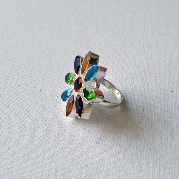 Garnet Citrine Peridot Quartz Ring - Naadz Jewelers
