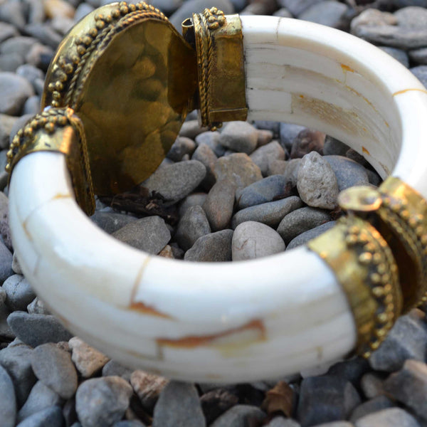 Tribal Green Agate Boho Cuff - Naadz Jewelers