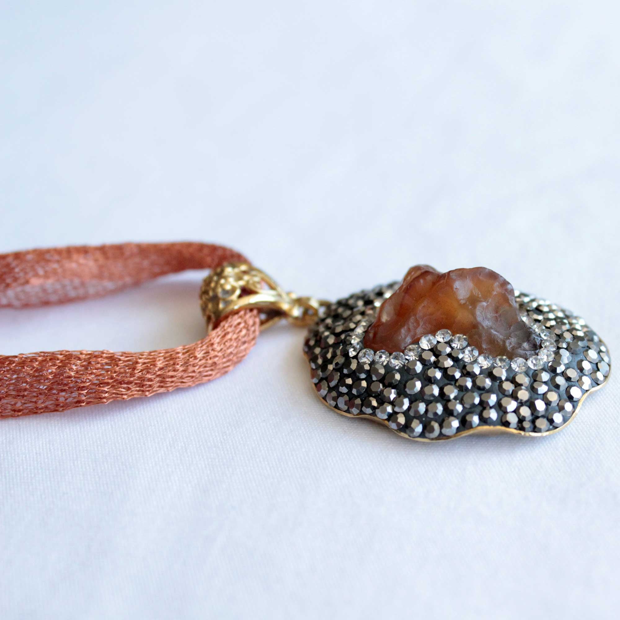 Copper Wired Mesh Pendant Necklace