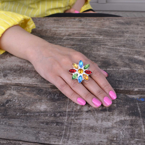 Petal Sparkling Cocktail Ring - One Size 11