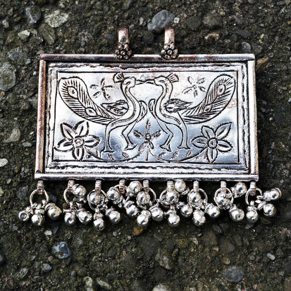 Peacock Silver Vintage Pendant - Naadz Jewelers