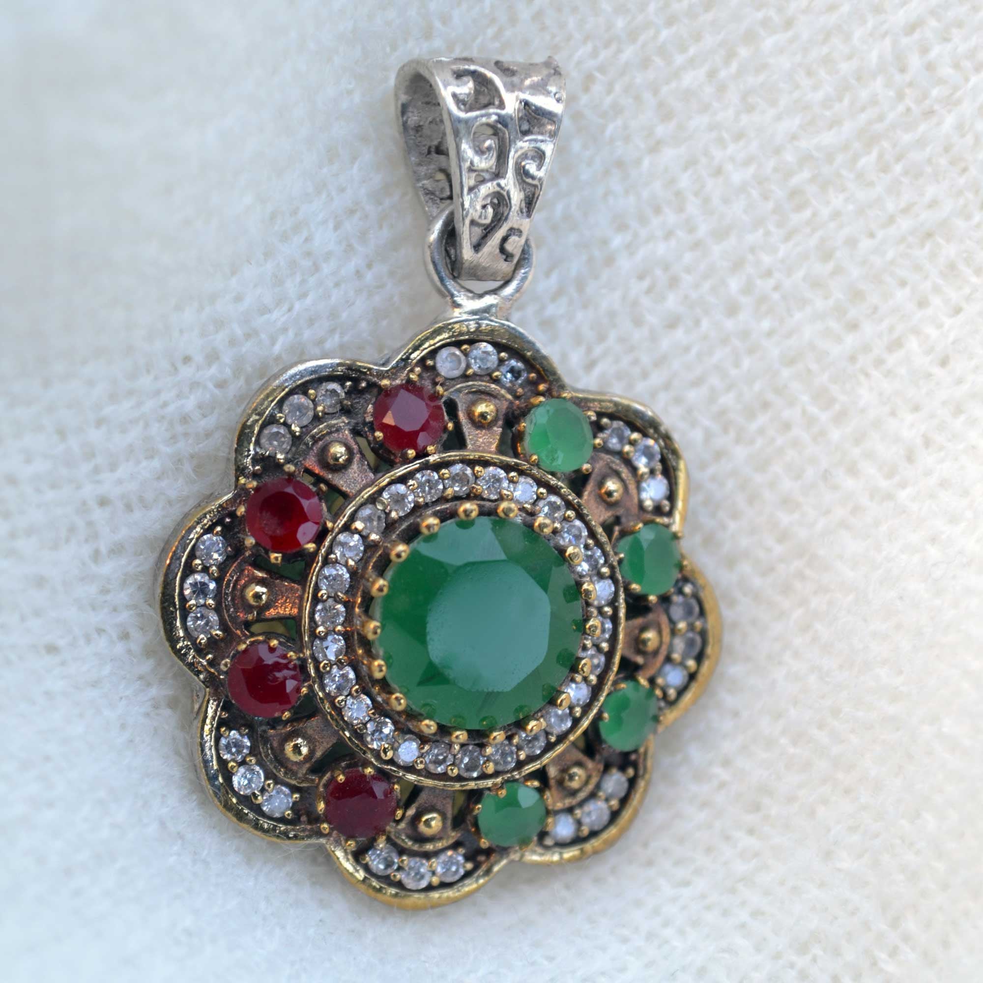 Mughal Antique Carved Petal Pendant - Naadz Jewelers